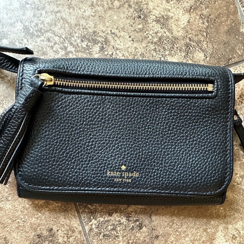 Kate Spade Black Crossbody Bag with Gold Accents